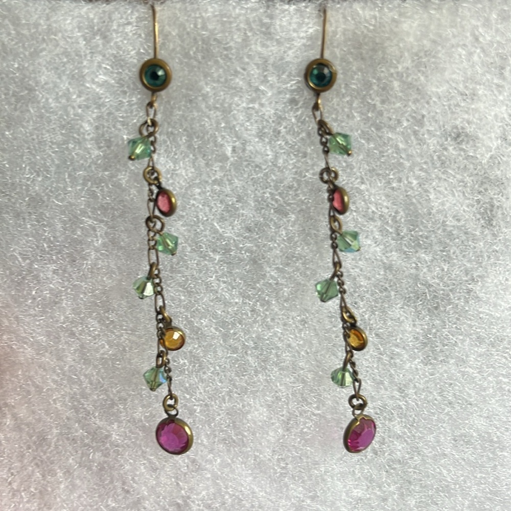 NWOT Statement earrings with beautiful multi colored Swarovski crystals
